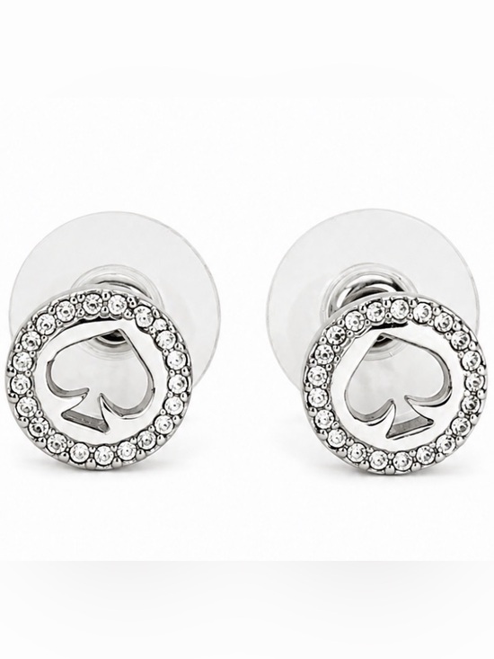 kate spade Jewelry - kate spade silver spade logo crystal halo stud earrings